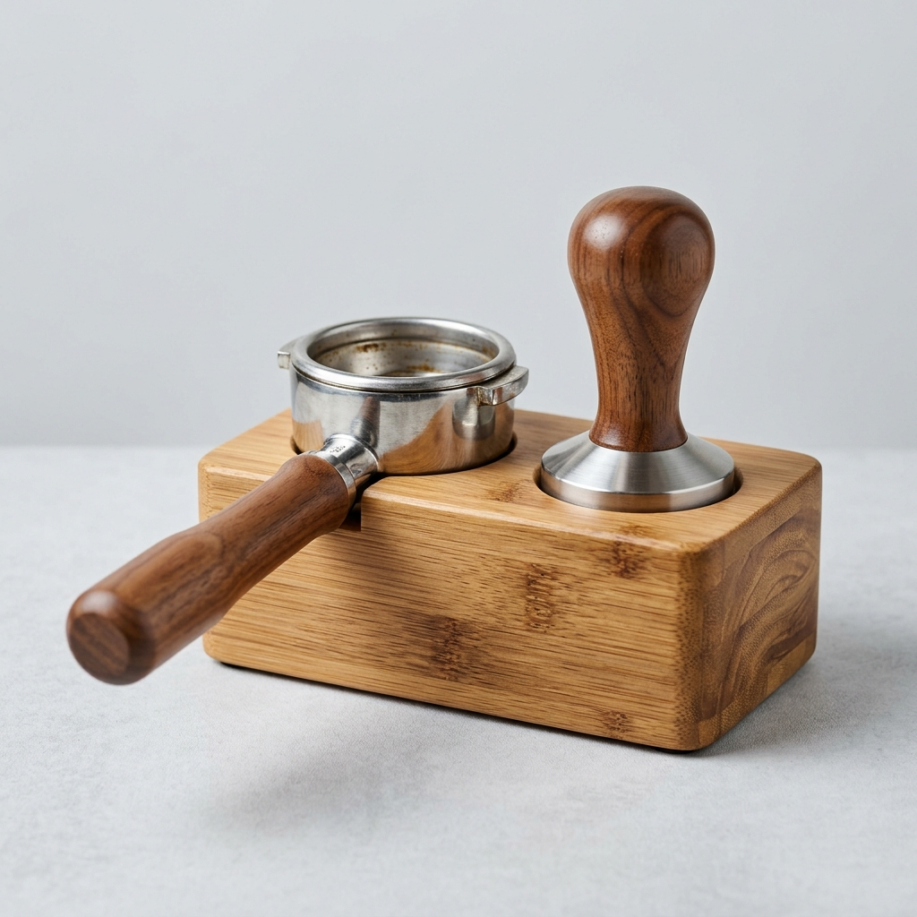 vibrantlifefu Portafilter & Tamper Stand - Bamboo